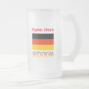 Taza De Cristal Esmerilado Alemania Bandera alemana Roja Personalización