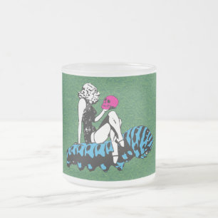 Taza De Cristal Esmerilado Alice and the blue caterpillar