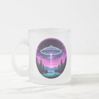 Taza De Cristal Esmerilado Alien Spaceship Retro Futurista