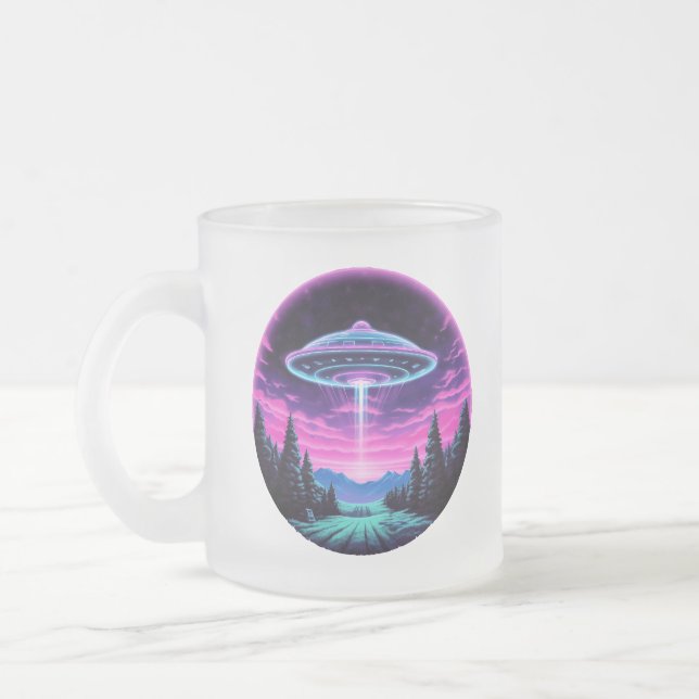 Taza De Cristal Esmerilado Alien Spaceship Retro Futurista (Izquierda)