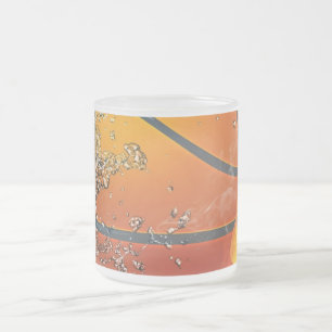 Taza De Cristal Esmerilado almohada de baloncesto en llamas