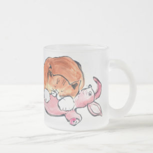 Taza De Cristal Esmerilado Almohada del conejito para el gatito