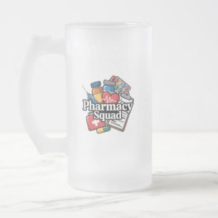 Taza De Cristal Esmerilado Almohada 'Equipo de Farmacia'