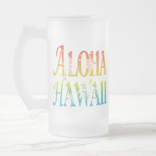 Taza De Cristal Esmerilado Aloha Hawaii
