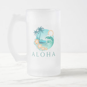 Taza De Cristal Esmerilado Aloha Tropical