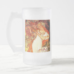 Taza De Cristal Esmerilado Alphonse Mucha modernidad primavera
