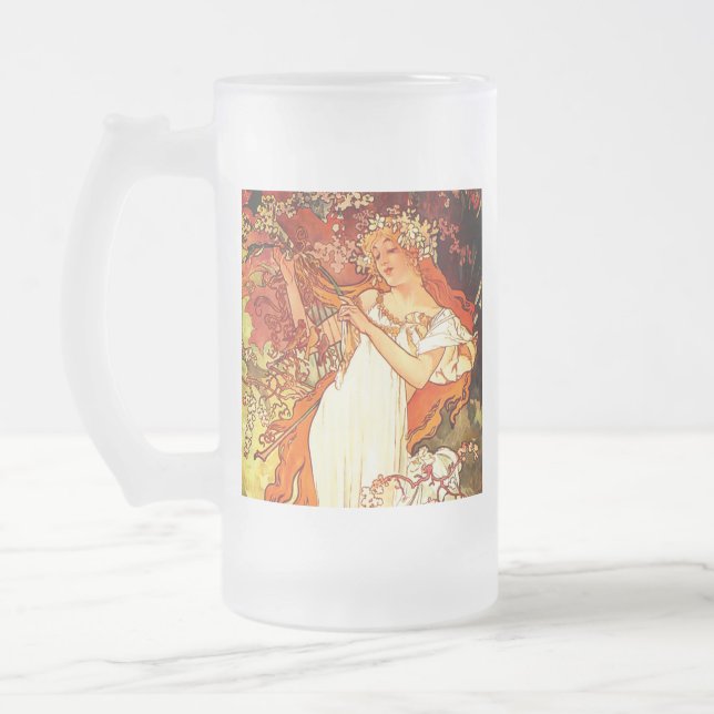 Taza De Cristal Esmerilado Alphonse Mucha modernidad primavera (Izquierda)