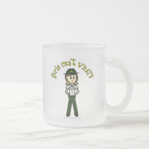 Taza De Cristal Esmerilado Alta mujer ligera con uniforme verde