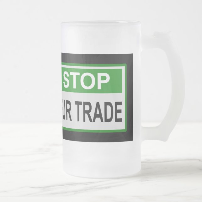 Taza De Cristal Esmerilado Alto al Rótulo de Comercio de Pieles Verde (Derecha)