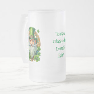 Taza De Cristal Esmerilado Alzar un vaso a la Isla Esmeralda Símbolo Celta