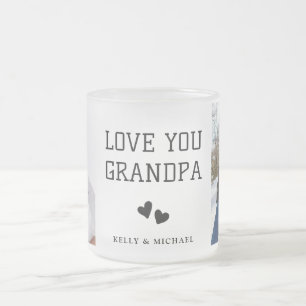 Taza De Cristal Esmerilado Ama, abuelo, moderno café de fotografía