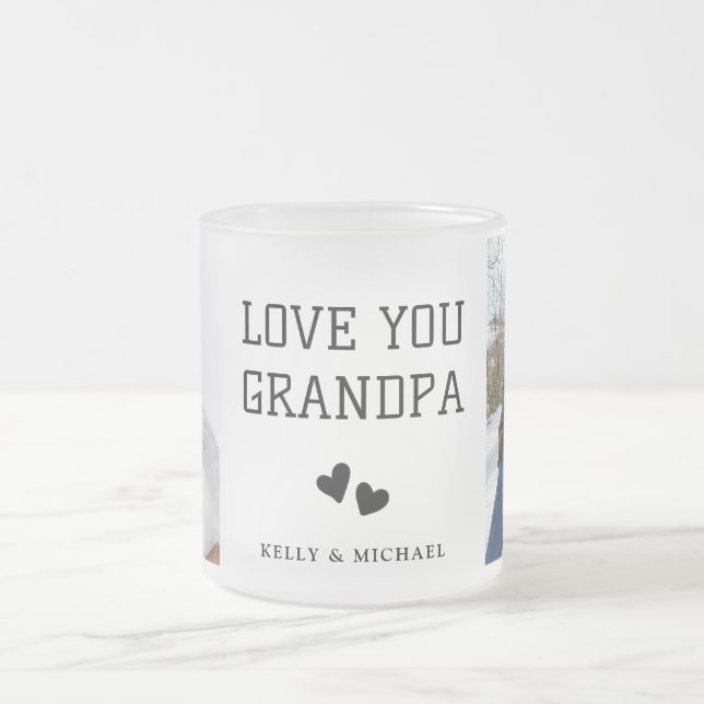 Taza De Cristal Esmerilado Ama, abuelo, moderno café de fotografía (Centro)