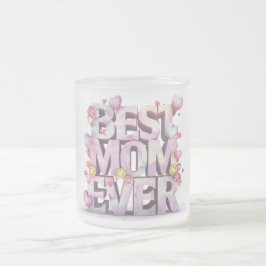 Taza De Cristal Esmerilado *~* Amados abrazos de corazón del Día de la Madre 