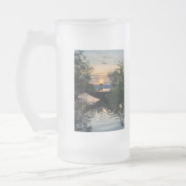 Taza De Cristal Esmerilado Amanecer del barco pesquero
