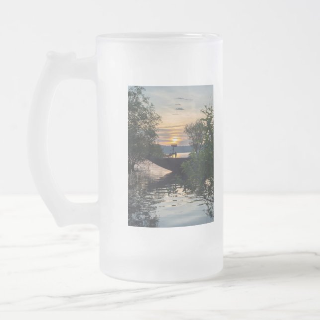 Taza De Cristal Esmerilado Amanecer del barco pesquero (Izquierda)