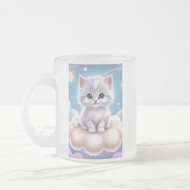 Taza De Cristal Esmerilado amante del gato (Izquierda)