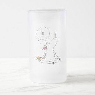 Taza De Cristal Esmerilado Amante divertido del unicornio de la yoga del