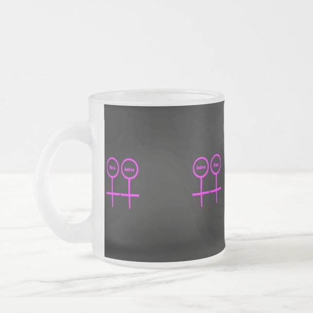 Taza De Cristal Esmerilado Amantes lesbianas personalizados (Izquierda)