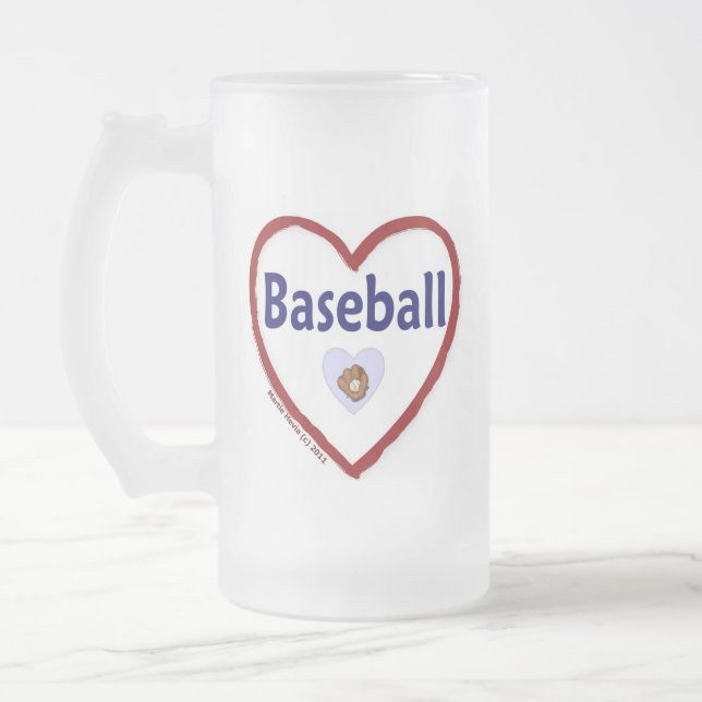 Taza De Cristal Esmerilado Amar el béisbol (Izquierda)