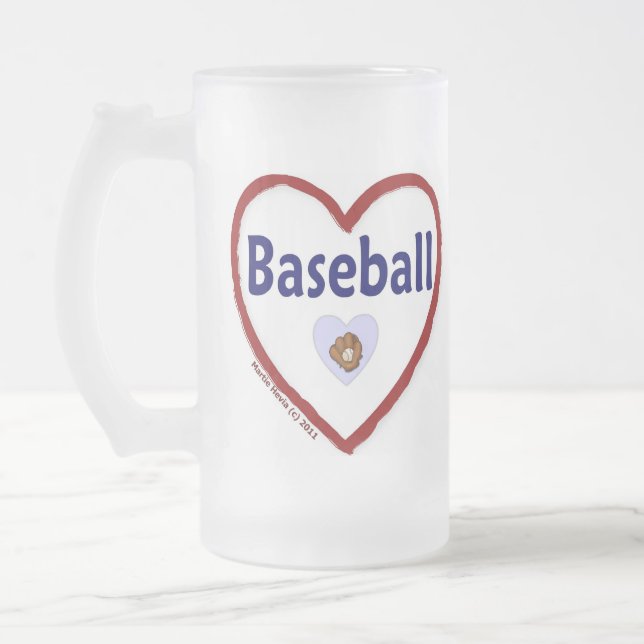 Taza De Cristal Esmerilado Amar el béisbol (Izquierda)