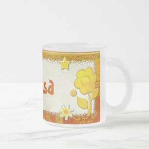Taza De Cristal Esmerilado Amarillo en el juego Jeweled PERSONALIZADO