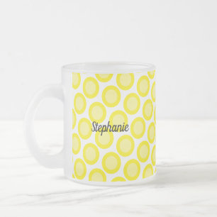 Taza De Cristal Esmerilado Amarillo Limón Blanco Nombre Personalizado Regalo 