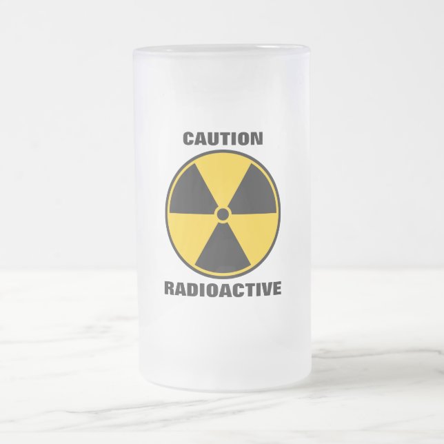 Taza De Cristal Esmerilado Amarillo radiactivo y negro del reactor nuclear (Centro)
