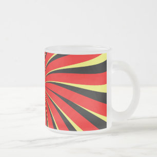 Taza De Cristal Esmerilado Amarillo rojo negro espiral
