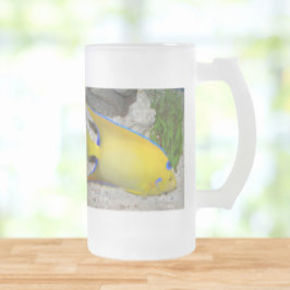 Taza De Cristal Esmerilado Amarillo y azul Reina Angelfish