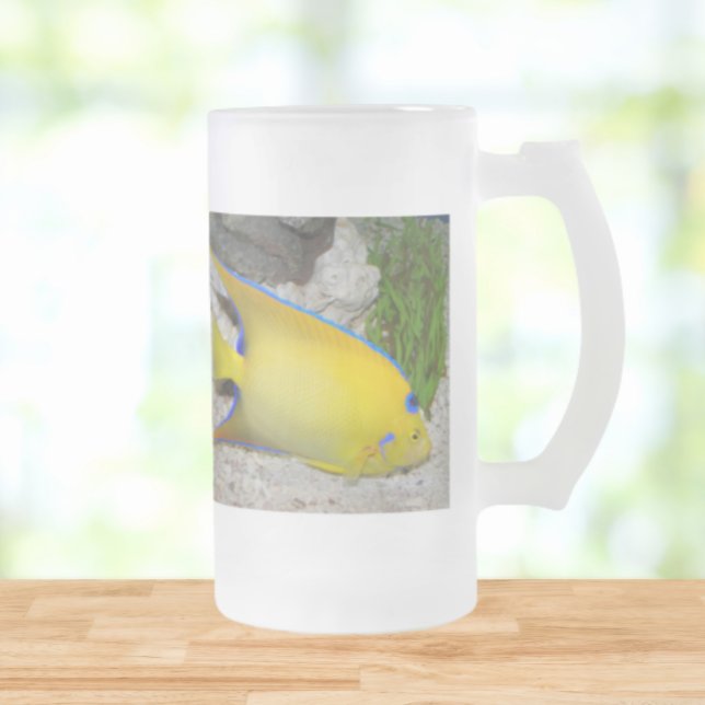 Taza De Cristal Esmerilado Amarillo y azul Reina Angelfish (In Situ)