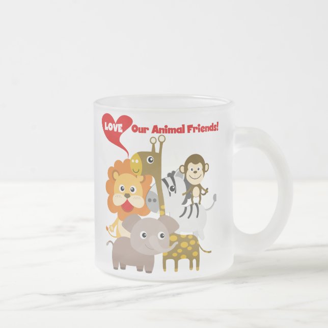 Taza De Cristal Esmerilado Ame a nuestros amigos animales (Derecha)