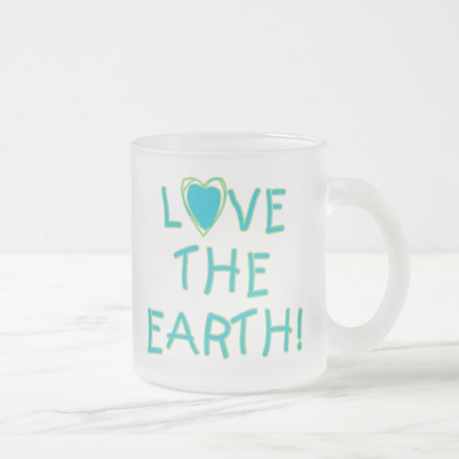 Taza De Cristal Esmerilado Ame la tierra ambiental (Derecha)