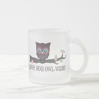 Taza De Cristal Esmerilado ¡Ámele las Búho-maneras!