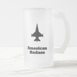 Taza De Cristal Esmerilado Americano Badass del avión de combate