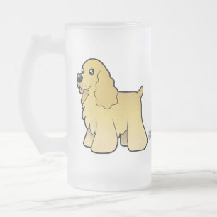 Taza De Cristal Esmerilado Americano cocker spaniel del dibujo animado