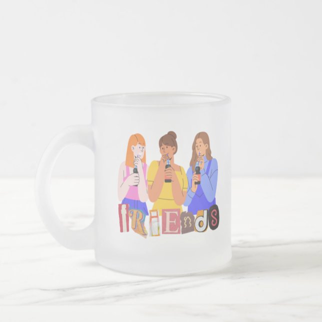Taza De Cristal Esmerilado Amigos disfrutando de bebidas Fiestas (Izquierda)
