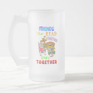 Taza De Cristal Esmerilado Amigos que leen juntos permanecen juntos