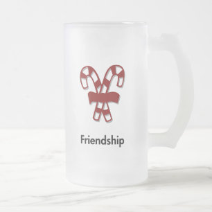 Taza De Cristal Esmerilado Amistad Candy Cane