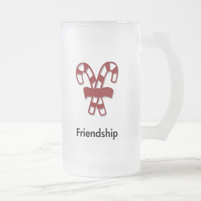 Taza De Cristal Esmerilado Amistad Candy Cane (Derecha)