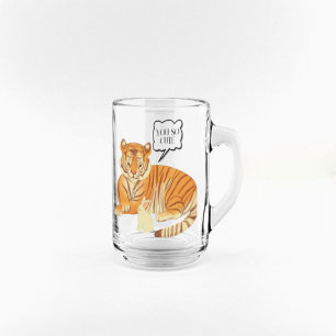 Taza De Cristal Esmerilado Amistad entre tigres y conejitos - Ilustra de anim