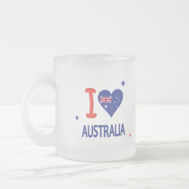 Taza De Cristal Esmerilado "AMO A AUSTRALIA" Día de Australia 26 de enero