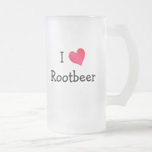 Taza De Cristal Esmerilado Amo a la Rootbeer