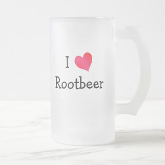 Taza De Cristal Esmerilado Amo a la Rootbeer