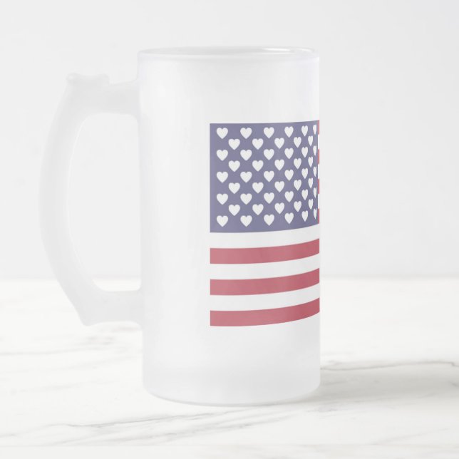 TAZA DE CRISTAL ESMERILADO AMO A LOS ESTADOS UNIDOS DE AMÉRICA (Izquierda)