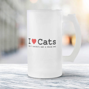 Taza De Cristal Esmerilado Amo a los Gatos (Pero No Me Comería Uno Entero)