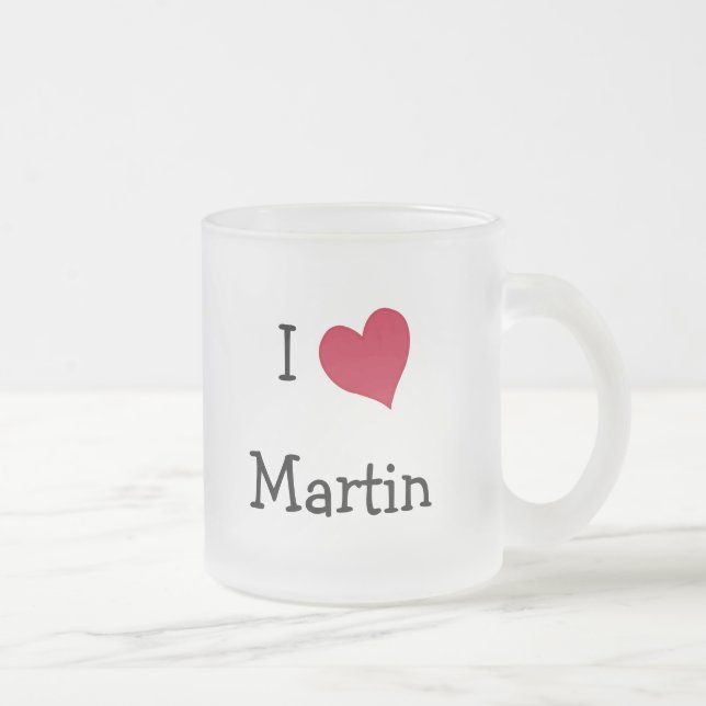 Taza De Cristal Esmerilado Amo a Martin (Derecha)