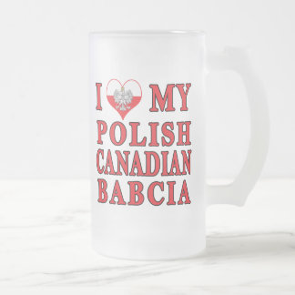 Taza De Cristal Esmerilado Amo a mi canadiense polaco Babcia