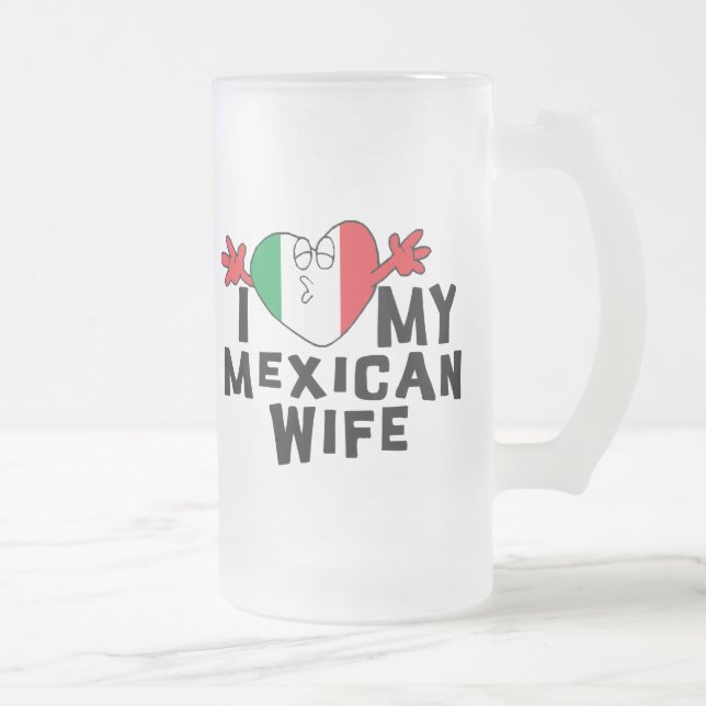 Taza De Cristal Esmerilado Amo a mi esposa mexicana (Derecha)