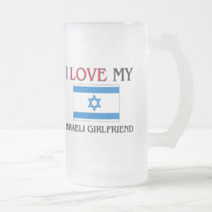 Taza De Cristal Esmerilado Amo a mi novia israelí