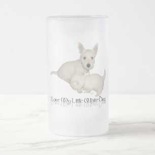 Taza De Cristal Esmerilado Amo a mi pequeño perro blanco - Cachorros Westie!